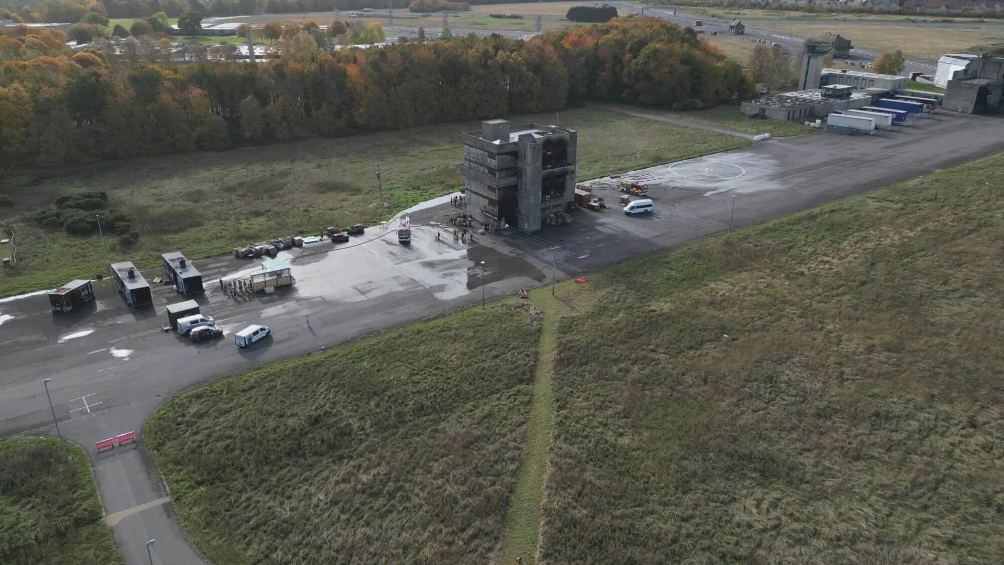 Firefighter training area aerial view